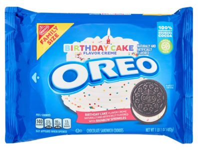 Galletas OREO, birthdaycake, tamaño familiar, 17 oz