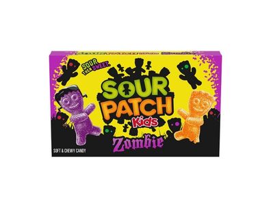 caja de Caramelos SOUR PATCH KIDS Zombie masticables suaves de Halloween naranja y morado 3,5 oz