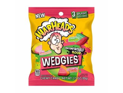 bolsa de Warheads Uncomfortably Sour Wedgies Caramelos masticables 3,5 oz