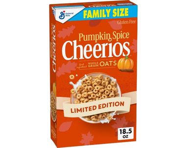 Cereal Cheerios con sabor a calabaza y especias, tamaño familiar 18,5 oz