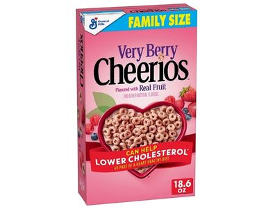 Cereal Cheerios de frutos rojos, saludable para el corazón, tamaño familiar 18,6 oz