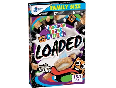 Cereal cinnamon toast crunch, elaborados con granos integrales, tamaño familiar 15,1 oz