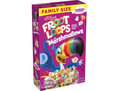 Cereal Froot Loops de Kellogg's para niños, desayuno familiar, tamaño familiar, originales con malvaviscos, caja de 16,2 oz