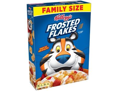 Cereal Frosted Flakes de Kellogg's para niños, desayuno familiar, tamaño familiar, original, caja de 21,7 oz