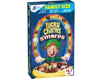 Cereal Lucky Charms Smores con malvaviscos, tamaño familiar 18 oz