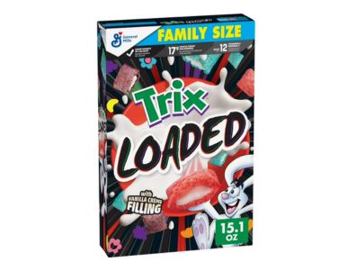 Cereal Trix Loaded, elaborado con granos integrales, tamaño familiar 15,1 oz
