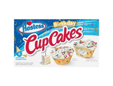 Pastelito HOSTESS Cupcakes de cumpleaños, cupcakes glaseados, centro cremoso, 13,1 oz, 8 unidades