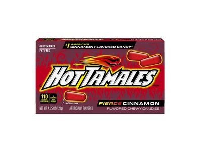 caja de Caramelos Hot Tamales masticables con sabor a canela picante, teatro 4,25 oz