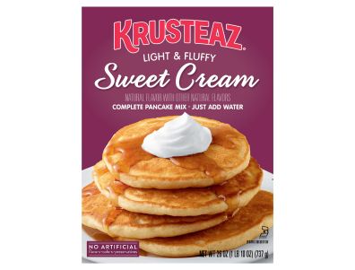 Mezcla para panqueques y waffles Krusteaz con crema dulce, liviana y esponjosa, caja de 26 oz