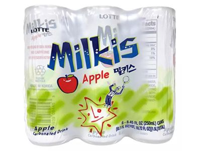 Bebida Lotte Milkis carbonatada de manzana, latas de 8,45 oz paquete de 6