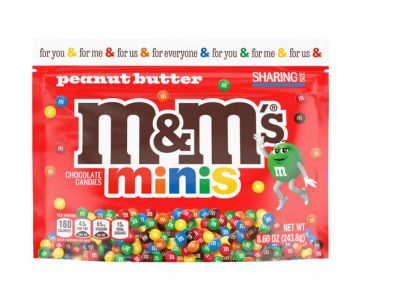 Chocolate M&M'S Mini caramelos con leche y mantequilla de maní tamaño para compartir 8,6 oz