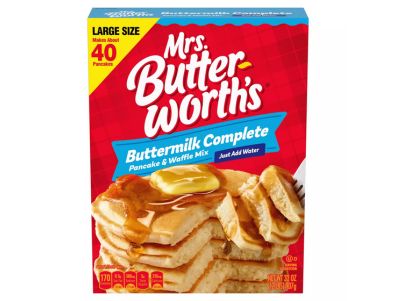 Mezcla para panqueques y waflles Mrs. Butterworth con mantequilla de 32 oz