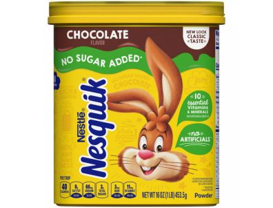 Nesquik Mezcla para bebida en polvo de chocolate sin azúcar añadido de Nestlé 16 oz