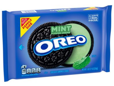 Galletas OREO de chocolate con crema de menta, tamaño familiar, 18,71 oz