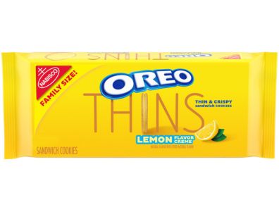 Galletas OREO Thins con sabor a crema de limón, tamaño familiar, 13,1 oz