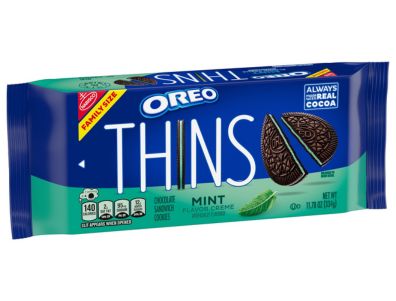 Galletas OREO Thins con crema de menta y chocolate, tamaño familiar, 11,78 oz