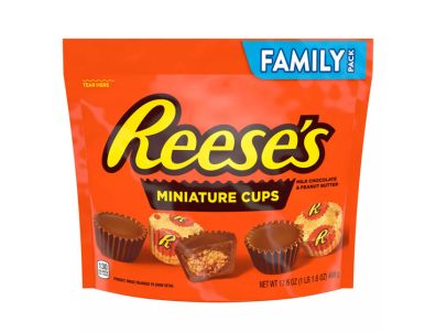 Chocolate Reese's Caramelos de mantequilla de maní con leche en miniatura Paquete familiar 17,6 oz