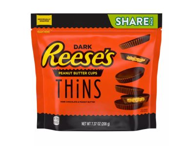 Chocolate Reese's Thins Caramelos de mantequilla de maní y chocolate negro Paquete para compartir 7,37 oz
