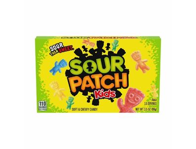 caja de SOUR PATCH KIDS Caramelos suaves y masticables originales, 3,5 oz