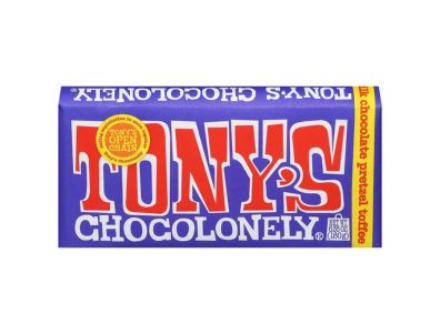 Chocolate Tony's Chocolonely Barra grande de caramelo de toffee y pretzel con leche amarga 6,35 oz