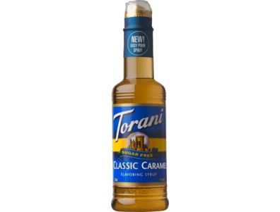 Miel para cafe Torani de caramelo clásico sin azúcar, 12,7 oz