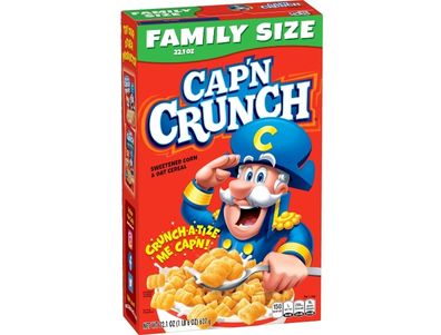 Cereal Cap'n Crunch de maíz y avena endulzado, caja de 22,1 oz