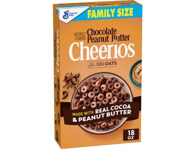 Cereal Cheerios con mantequilla de maní y chocolate, cereales para el desayuno con avena integral, tamaño familiar de 18 oz