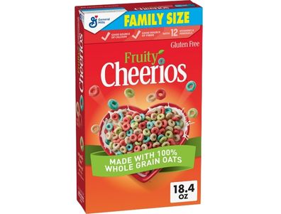 Cereal Cheerios con sabor a fruta, cereales saludables para el corazón, tamaño familiar, 18,4 oz