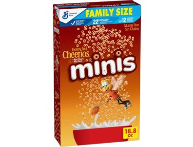 Cereal Cheerios Minis Honey Nut, tamaño familiar, 18,8 oz