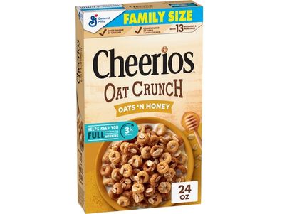 Cereal Cheerios Oat Crunch Oats & Honey Oat, tamaño familiar, 24 oz