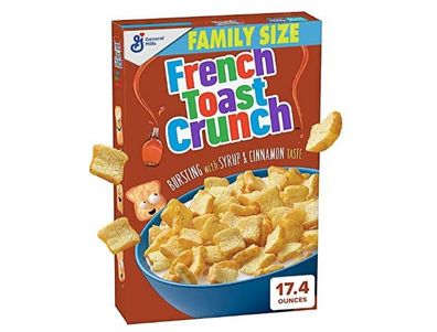 Cereal Cinnamon Toast Crunch French Toast Crunch, cereales de maíz crujientes y endulzados, caja de cereales familiar de 17,4 oz