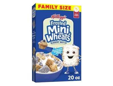 Cereal Frosted Mini-Wheats de Kellogg's para niños, desayuno familiar, tamaño familiar, muffin de arándanos, caja de 20 oz (1 caja)