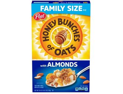 Cereal Honey Bunches of Oats con almendras, tamaño familiar, caja de 18 oz