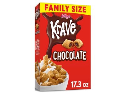 Cereal Krave de Kellogg's, 7 vitaminas y minerales, bocadillos para niños, tamaño familiar, masa para brownies, caja de 16,2 oz (1 caja)