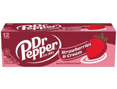 Refresco Dr Pepper de fresas y crema, latas de 12 oz Paquete de 12