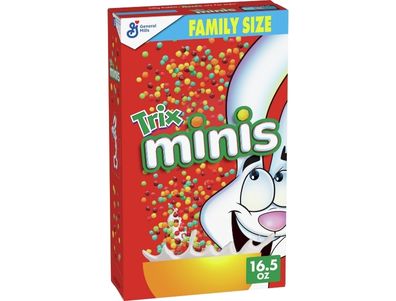 Cereal Trix Minis Fruity Mini Corn Puff, tamaño familiar, 16,5 oz