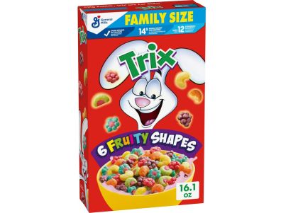 Cereal Trix Fruity, 6 formas frutales, grano integral, tamaño familiar, 16,1 oz